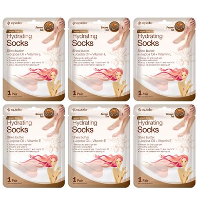 Epielle Hydrating Foot Masks (Socks 6pk) for foot cracked and dry heel to toe and callus Spa Masks - Shea butter  Jojoba Oil  Vitamin E Moisturize, Mothers Day GIfts