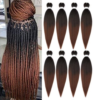 Braiding Hair Pre Stretched 24 Inch 8 Packs Ombre Braiding Hair Professional Soft Braiding Hair Yaki Texture, No Itch, Hot Water Setting Hair Extensions for Braids (24in,1B30)
