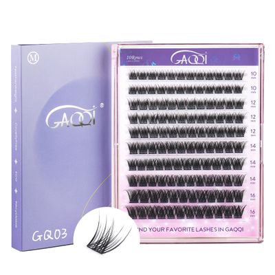 GAQQI Lash Clusters, Eyelash Clusters 120PCS C Curl Individual Lashes, Wispy Cluster Eyelash Extension 10-16mm Mixed Length, Natural Looking Cluster Lashes GQ03, C Curl, 10-16mm)