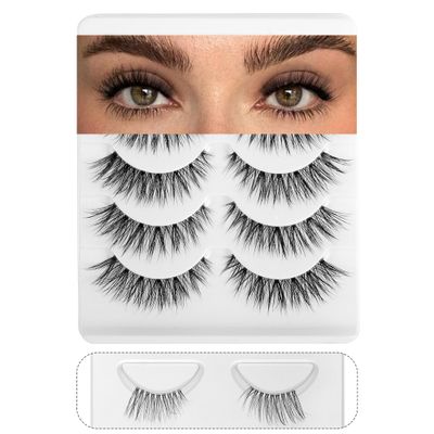 Eyelashes Lashes False Eyelashes Natural Eyelashes Wispy Lashes Mink Lashes False Eyelashes Natural 5 Pairs Frihappy Lashes DW6, with a pair of Half Lashes as Gift