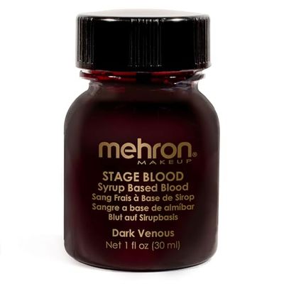 Mehron Makeup Stage Blood | Realistic Fake Blood For Halloween | Stage Blood Makeup | Made in the USA | Washable Fake Blood for Special FX, Stage &amp; Screen, Halloween, &amp; Cosplay (1oz.) (Dark Venous)
