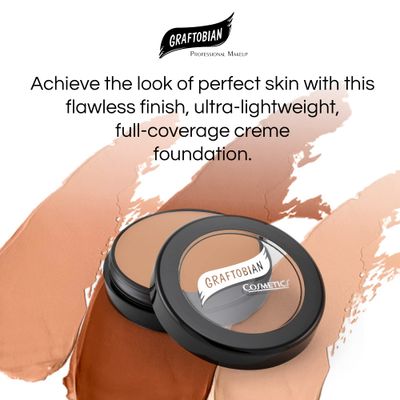 Graftobian HD Glamour Crme Foundation 12oz, Weightless Full Coverage Makeup, 65 Inclusive Shades, For All Skin Types, Natural or Full-Glam Looks, For Professionals and Beginners, Winter Wheat