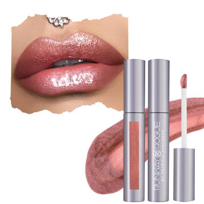 Runway Rogue Classic Lip Gloss, Golden-Rose Semi-Sheer Hydrating Lip Gloss, Chameleon