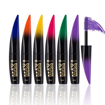 RoseFlower 6 Colors Colorful Mascara Set, Natural Waterproof Mascara 4D Lash Mascara Volume Eye lash Long-lasting Volumising Curling Charming Eye Makeup(BluePurpleGreenRedYellowOrange Mascara)