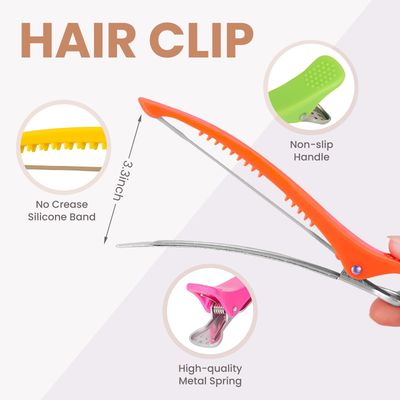 MEDOCA 12PCS Hair Clips for Styling - No Crease Hair Clips for Women - Non Slip Duck Billed Hair Roller Clips with Silicone Band - Salon Hair Sectioning Clips