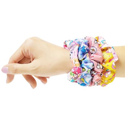 Squishmallows Cute Scrunchies for Girls of All Ages - 4 Large Hair Scrunchies for Girls - 4 Printed Scrunchies with Your Favorite Characters