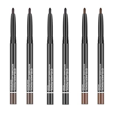 Go Ho Black,Light Brown,Dark Brown Eyeliner Pencils,6 Pack Gel Eye Liner Makeup Pencil,High Pigment Smooth Eyeliner Stick,Soft Easy to Color Eye Liner Pen