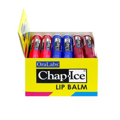 Chap-Ice | Premium and Traditional Lip Balm for Chapped, Dry, or Windburned Lips | 3 Flavor Assorted (SPF-15) - Cherry, Moisture &amp; Watermelon - 24 Sticks (0.15oz4.25g)