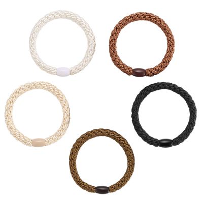 Hair Ties for Women Girls, Funtopia 30 Pcs Elastics Hair Bands Ponytail Holders for Thick Hair, No Damage No Crease Hair Elastics (BlackBrownWhiteBeigeCoffee)