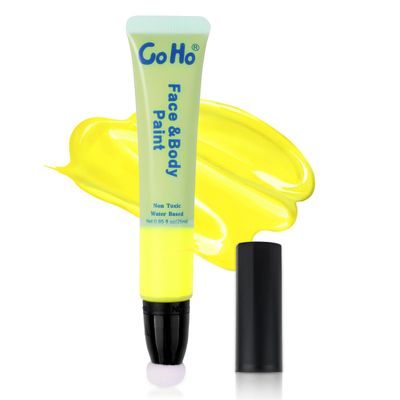 Go Ho Yellow Face Paint Stick,Water Based Cream Yellow Body Paint Washable Easily,Highly Pigmented,Smooth and Safe for Skin,Halloween Costumes Cosplay SFX Yellow Makeup