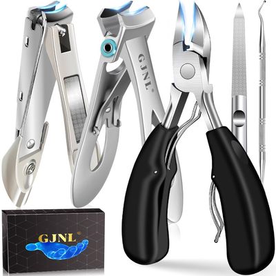 Toe Nail Clippers for Thick Nails for Seniors - 37mm16mm Wide Jaw Opening Large Mouth Toe Nail Clippers, 5PCS Heavy Duty Toenail Clipper for Men, Sharp Toenail Clippers Nail Cutter Long Handle