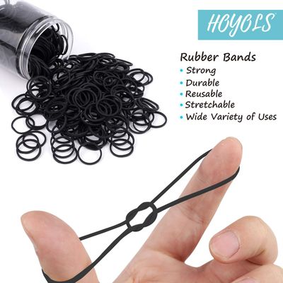 HOYOLS 34 Inches Black Hair Rubber Bands for Hair Ties Small Elastics Bands Large Hair Braiding Ponytail Holders for Baby Toddler Girls Kids Thick Hair Mini Bands No Damage 600pcs (M) Latex-Free