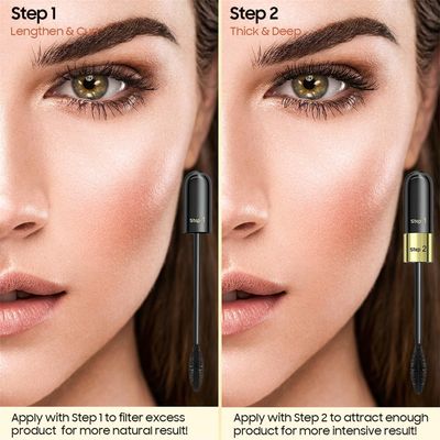 Tubing Mascara Volume and Length - Waterproof & Long-Lasting 2 in 1 Long-Lasting Black Mascara for a Full Fan and Charming Effect Eye Make up, Vegan and Cruelty Free (Pack of 1)