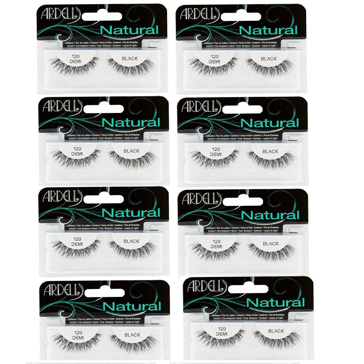 Ardell Fashion Lashes Natural Strip Lash, (Black) 120 1 each ( Pack of 8)