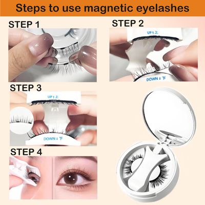 Youyougu Magnetic Eyelashes, No Glue Required Reusable Magnetic Eyelashes Kit, Soft Magnet False Eyelashes, No Eyeliner Required Easy to Put on and Take Off Magnetic Eyelashes with Applicator (EC06)