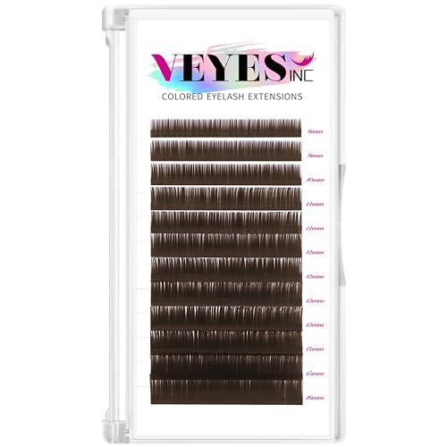 VEYES INC Colored Lash Extensions 03 05 07 15 CD Curl 8-16mm Mixed Length Tray, Premium Individual Silk Eyelashes, Professional Supplies for Lash Techs (Dark Latte Brown 0.03 D 8-16mm)