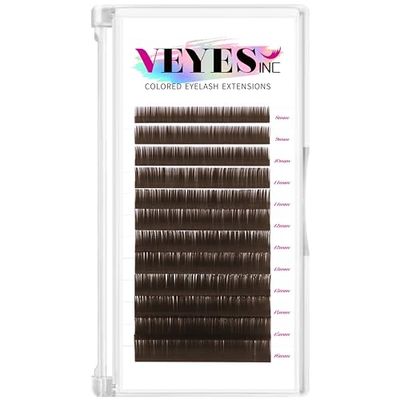 VEYES INC Colored Lash Extensions 03 05 07 15 CD Curl 8-16mm Mixed Length Tray, Premium Individual Silk Eyelashes, Professional Supplies for Lash Techs (Dark Latte Brown 0.03 D 8-16mm)