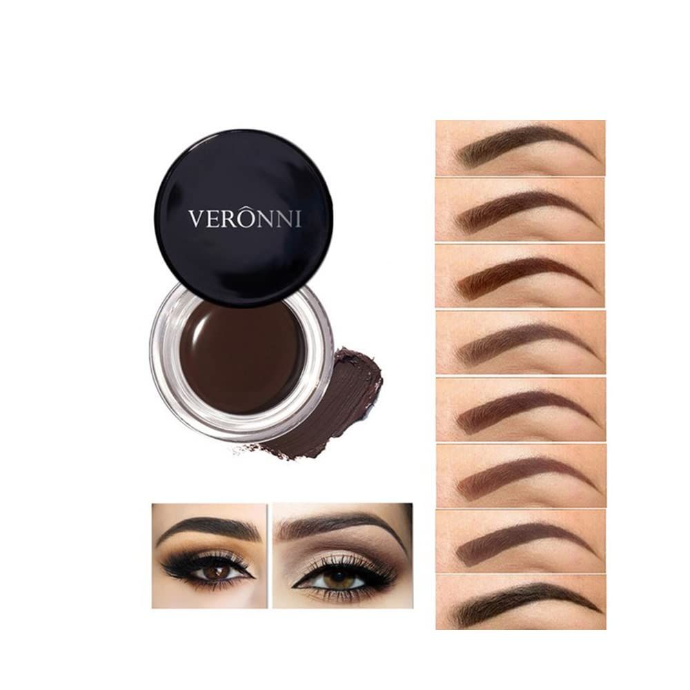 VERONNI Eyebrow Cream,Eyebrow Color Long Lasting Waterproof Eyebrow Pomade Gel,Eyebrows Enhancers Smooth Eye Brow Makeup 0.75oz#01 Dark Brown)