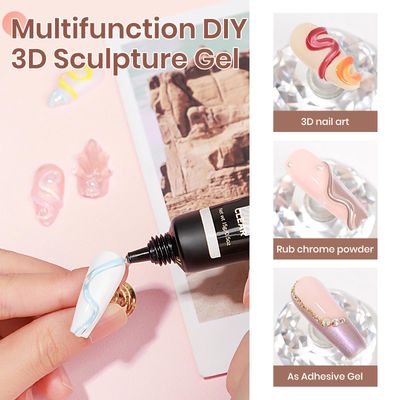 MIZHSE 3D Nail Gel Clear Nail Sculpting Gel for Nail Art 15g Molding Gel for Nails Gel Liner 3D Nail Art 5D Embossed Gel Candy Gel Nail Decoration Manicure Charms