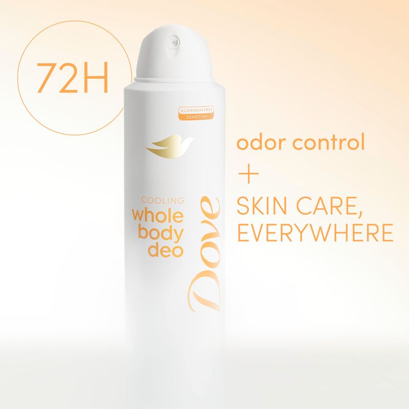 Dove Whole Body Deodorant Cooling Spray Peach &amp; White Tea Aluminum Free 4oz
