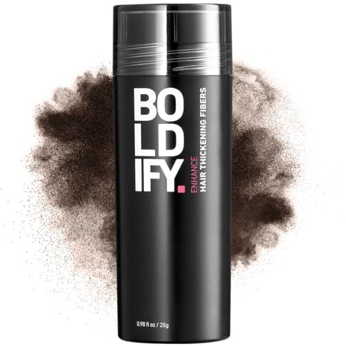 BOLDIFY Hair Fibers (28g) Fill In Fine and Thinning Hair for an Instantly Thicker &amp; Fuller Look - Best Value &amp; Superior Formula -14 Shades for Women &amp; Men - DARK BROWN