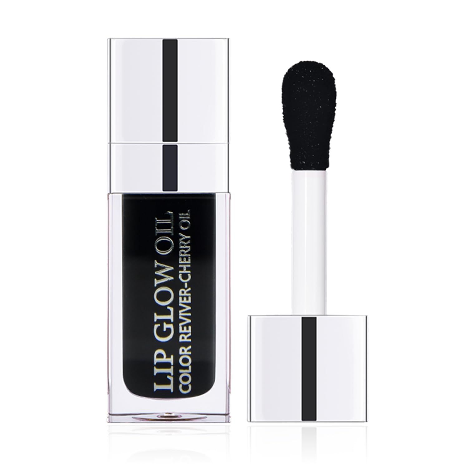 Sea-Maid Plumping Lip Gloss, Hydrating Lip Gloss Tinted Lip Balm, Big Brush Head Glitter Shine, Long Lasting Nourishing Non-sticky Fresh Texture, Black