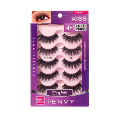 i-ENVY So Wispy Multi Pack - Made with Premium Natural Hair, Dramatic Volume &amp; Curl, Contact Lens Safe, Reusable, Natural Look, 5 Pairs (1 Pack)