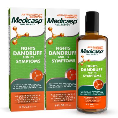 Medicasp Coal Tar Gel Anti Dandruff Shampoo, Treats Seborrheic Dermatitis &amp; Psoriasis, Formulated for Dry, Flaky &amp; Itchy Scalp Treatment, for Women &amp; Men, 6 Ounce (Pack of 2)