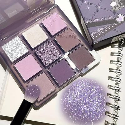 9 Colors Eyeshadow Palette Set - Purple Eyeshadow Themes, High Pigmented Blendable Matte &amp; Glitter Shimmer Finishes, 24-Hour Long Wear Eye Makeup for Christmas Party &amp; Music Festival (Dream Girl)
