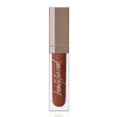 Beauty For Real Lip Gloss  Shine, Rebel Rebel - Deep Maroon Metallic - Non-Sticky Plumping &amp; Hydrating Gloss - Light &amp; Mirror In Cap - Contains Marine Collagen - 0.15 fl oz