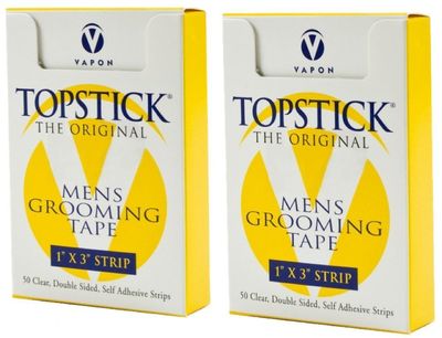 Vapon Topstick 1&quot; X 3&quot; - 50 Strips in each box (2 boxes) Hypo-Allergenic All Purpose Clear Double Tape