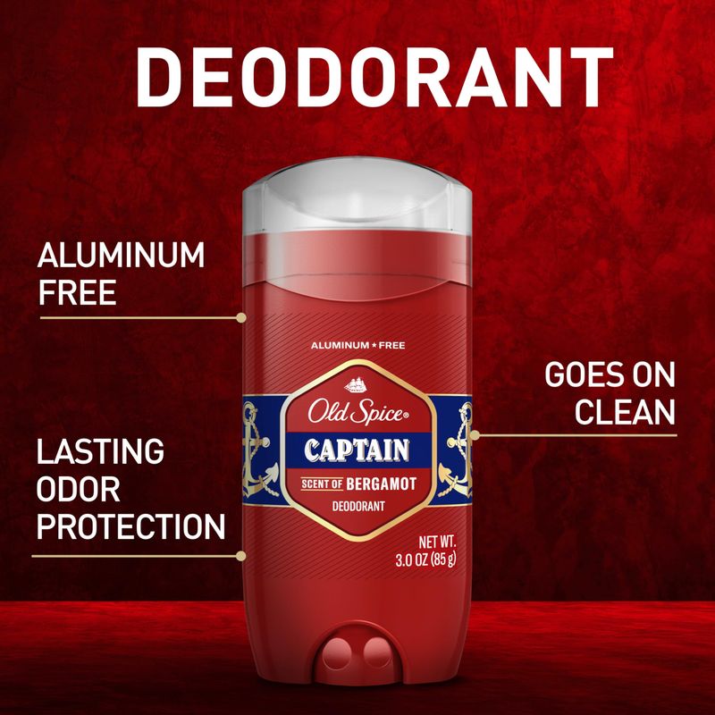 Old Spice Deodorant for Men, Aluminum Free, 247 Odor Protection, Captain with Bergamot Scent, 3 oz (Pack of 2)