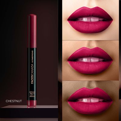 FACESCANADA Ultime Pro HD Intense Matte Lipstick  Primer - Chestnut (Red) | 9 Hour Long Lasting Lip Color | Lightweight &amp; Smudge Proof Matte Finish | 0.05 Oz1.4g