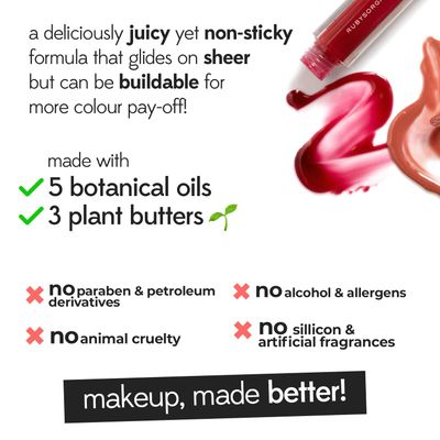 RUBY'S ORGANICS Lip Gloss for Women, Lip Balm for Girls, Hydrating, Non Sticky &amp; Non Drying Formula, Long Lasting, Natural Organic Lip Makeup, Paraben Free -Toffee, 6.5ml