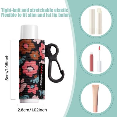 HEYSKAY Lip Balm Holder Sleeves Keychain Chapstick Elastic Sleeves(BlackColor stripGeometrical pattern)