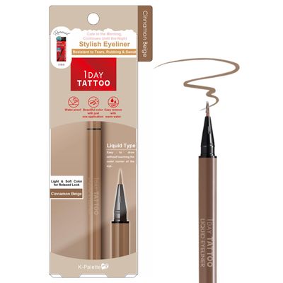 K-Palette 1Day Tattoo Waterproof Liquid Eyeliner Pen, Precision Tip for Long-Lasting, Smudge-Proof Eyeliner, Stay-All-Day Liquid Eyeliner, Bold &amp; Vibrant Colors, 06 Cinnamon Beige
