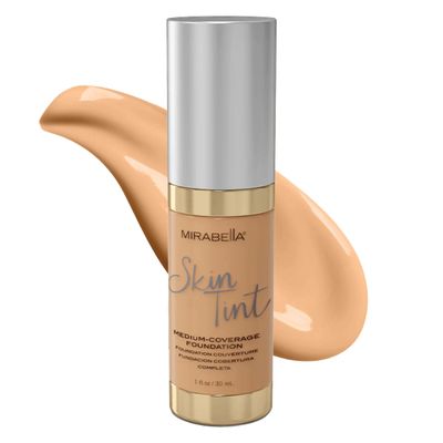Mirabella Skin Tint Creme Liquid Foundation Makeup, Oil-Free Mineral Foundation for Medium Coverage - wHyaluronic Acid, Squalane, &amp; Allantoin for All Skin Types - IIN Neutral