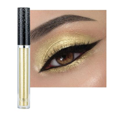 Dragonranee Liquid Glitter Eyeliner Metallic Shimmer Colored Glitter Eyeshadow Pigment Eyebrown Shimmer Waterproof Face Lips Art for Party Festival Makeup (golden#2)