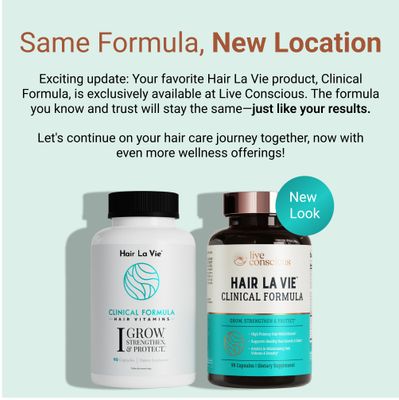 Hair La Vie Live Conscious Clinical Formula Hair Growth Vitamins for Women and Men wBiotin 5000mcg, Collagen &amp; Saw Palmetto (Pack of 1)