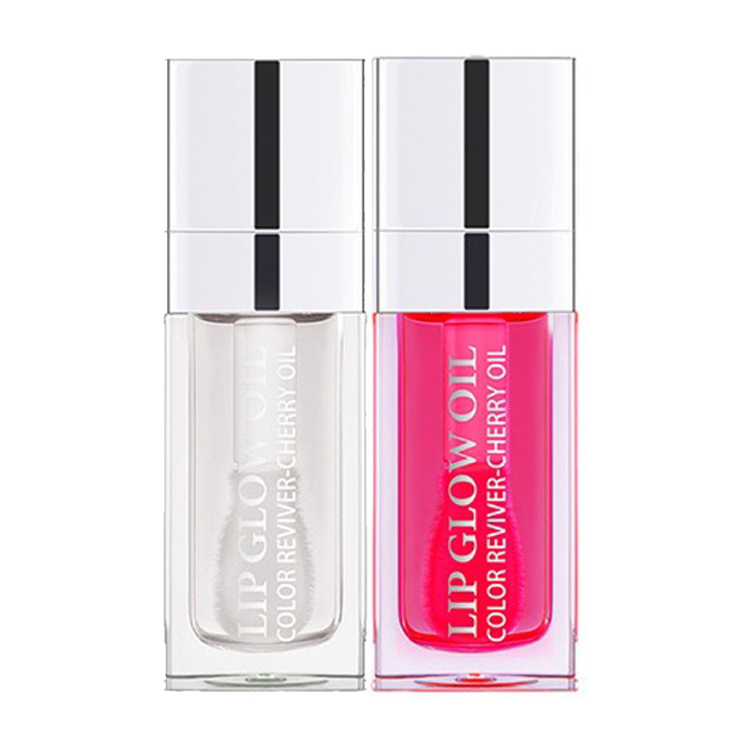Hydrating Lip Glow Oil Set, Plumping Lip Oil Moisturizing Nourishing Shiny No-Sticky Transparent Tinted Lip Gloss Balm, Natural Lip Plumper Gloss Repairing Lightening (CherryClear)