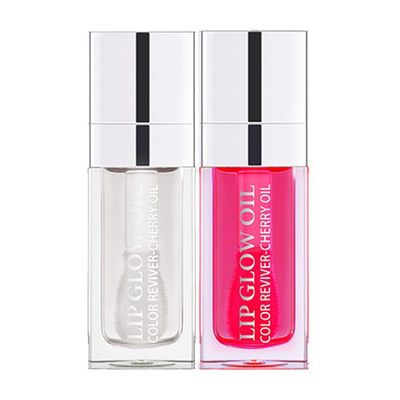 Hydrating Lip Glow Oil Set, Plumping Lip Oil Moisturizing Nourishing Shiny No-Sticky Transparent Tinted Lip Gloss Balm, Natural Lip Plumper Gloss Repairing Lightening (CherryClear)