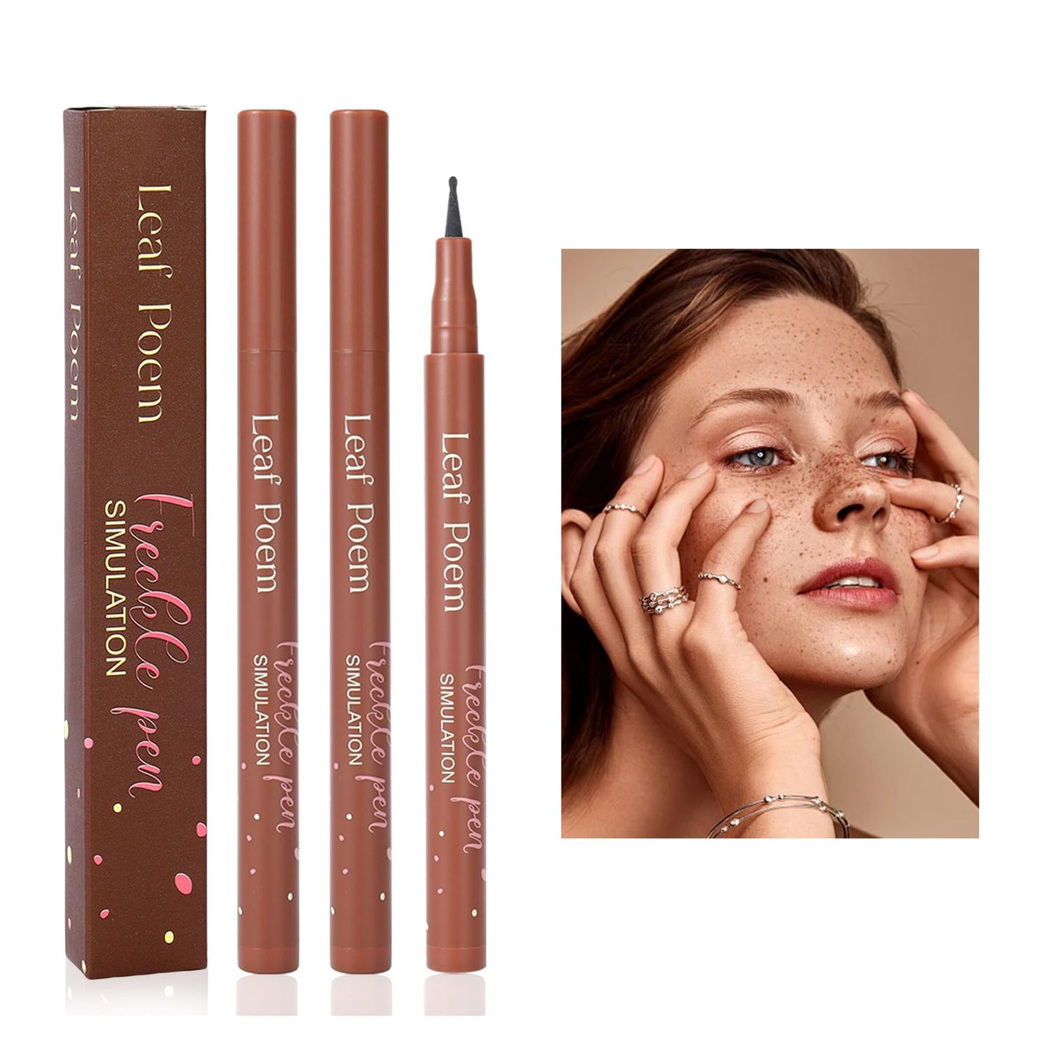 Liopif Freckle Pen, Fake Freckles Pen for Natural Sunkissed Makeup,Faux Face Freckle Pen Waterproof and Long Lasting,Soft Sopt Freckle Pen,2PACK(#01 Gray)