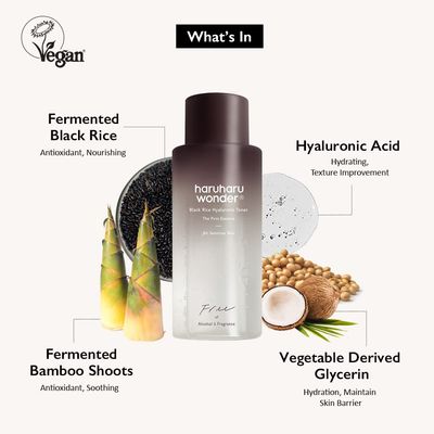 Haruharu Wonder Black Rice Hyaluronic Toner for Sensitive Skin 5.1 fl.oz  150ml | Alcohol Free, Fragrance Free | Vegan, Crurelty Free, EWG-Green