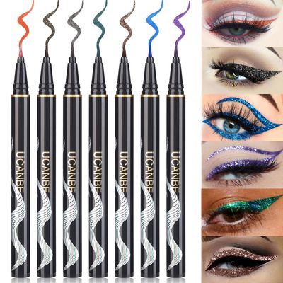 UCANBE 7 Colors Shimmer Liquid Eyeliner Makeup Set, Metallic Satin Finish Colorful Sparkling Eye Liner Pen, Long Lasting High Pigmented with Waterproof &amp; Smudge Proof Formula