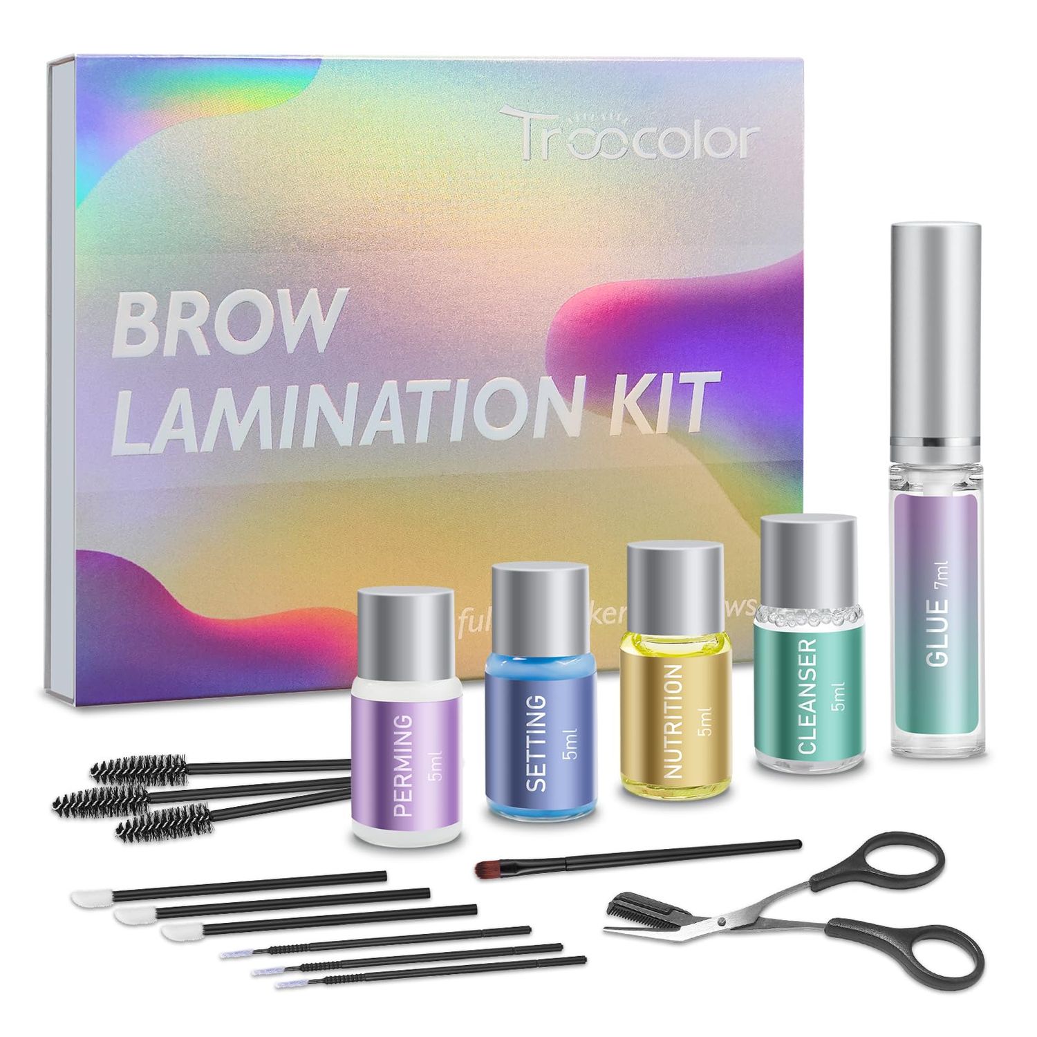 Troocolor Brow Lamination Kit, Instant Brow Perm Kit Get Fuller and Thicker Eye Brow Professional Result at Home Lasts Up to 4 Weeks Eyebrow Lamination