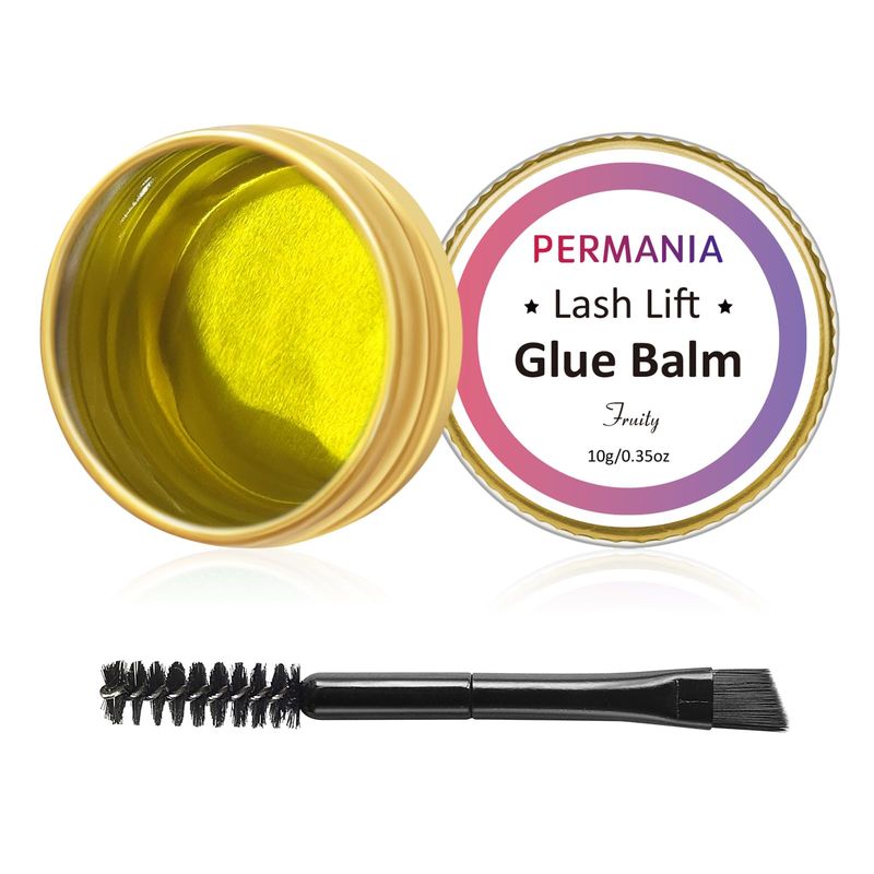 PERMANIA Lash Lift Glue, Eyelash Lifting Adhesives Strong Hold and Perfectly Shaped Eyebrows for Brow Lamination Kit, Lash Lift Balm Bright Colors &amp; Fruity Flavours Fast Drying &amp; Waterproof (Yellow)