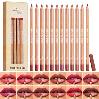 KIMIEYE Cream Lip Liner Set, 12 Colors Matte Finish Series Lip Liners Pen Kit for Women, Long Lasting Waterproof Smooth High Pigmented Lip Pencil for Daily Makeup (Set A)