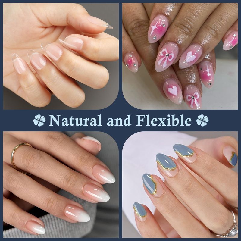 Luckyfairy Short Almond Fake Nails, 504pcs Soft Gel Pre-Shaped Acrylic Nail Tips, Half Matte Full Cover Clear Gelly Press on Flase Nail Tips for Extension Nail Manicure Home DIY 12 Sizes Gelly Tips