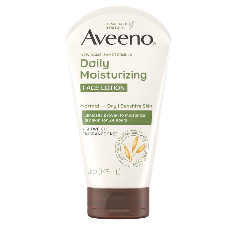 Aveeno Daily Moisturizing Face Cream with Prebiotic Oat for Sensitive Skin, Lightweight Hydrating Face Moisturizer for Dry Skin, Paraben-Free, Fragrance-Free, Dye-Free, 5 FL OZ