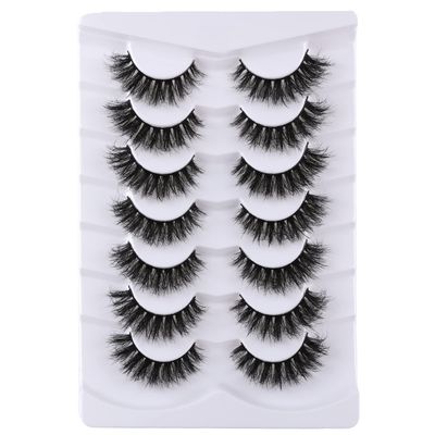 Mebver Fake Lashes False Eyelashes Cat Eye Lashes Faux Mink Lashes Natural Look 8D Fluffy Wispy Lashes That Look Like Extensions Pestaas Postizas D Curl Lash Strips 7 Pairs Pack